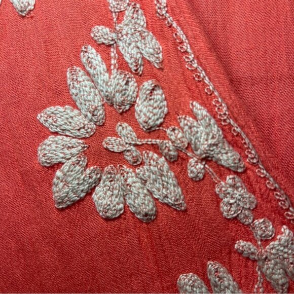 Free People Fable Coral Combo Midi Embroidered Dress Womens Size Small - Picture 5 of 11